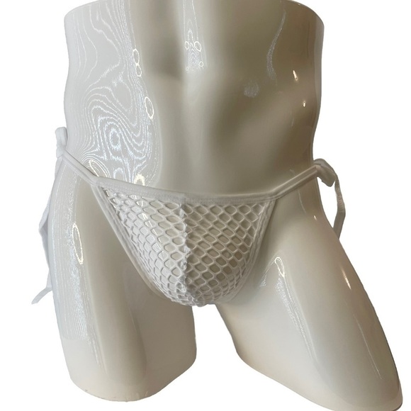 Mens Brief Mesh Sheer See Through Medium White Side Ties Adjustable Sexy New - Picture 1 of 4